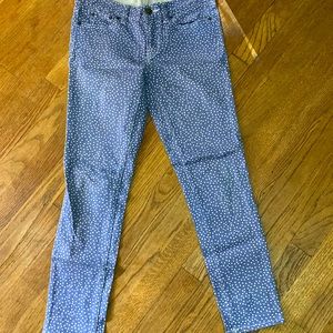 ⭐️⭐️RESERVED⭐️⭐️💖J Crew💖Toothpick Jeans💖Periwinkle w/ White Polka Dots💖Sz 26